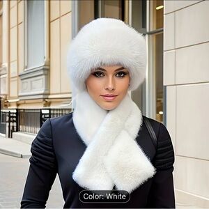 Elegant White Fur Scarf & Wrap